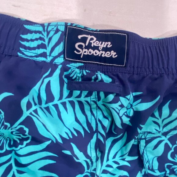 Reyn Spooner Mens Tropical Floral Swim Trunks 2XL Blue & Green Drawstring Stretc - Picture 5 of 13